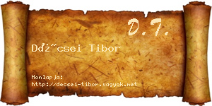 Décsei Tibor névjegykártya