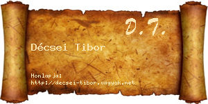 Décsei Tibor névjegykártya